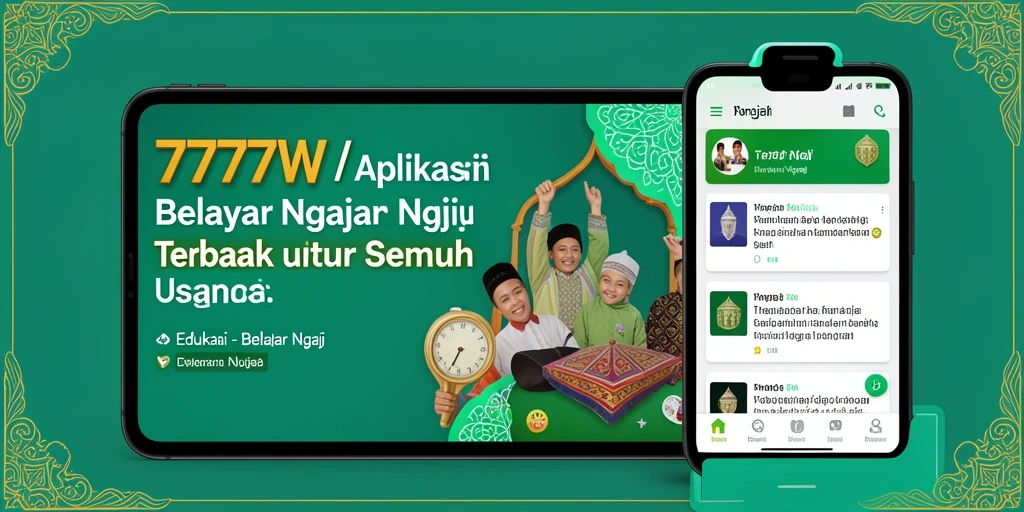 Tampilan antarmuka aplikasi 7777W yang memudahkan belajar ngaji.
