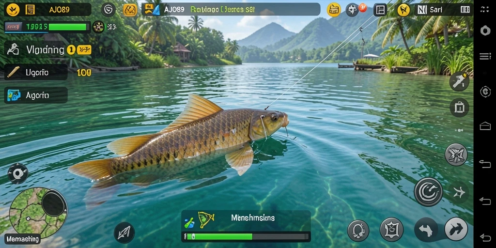 Antarmuka AJO89 yang menampilkan pengalaman memancing yang realistis.