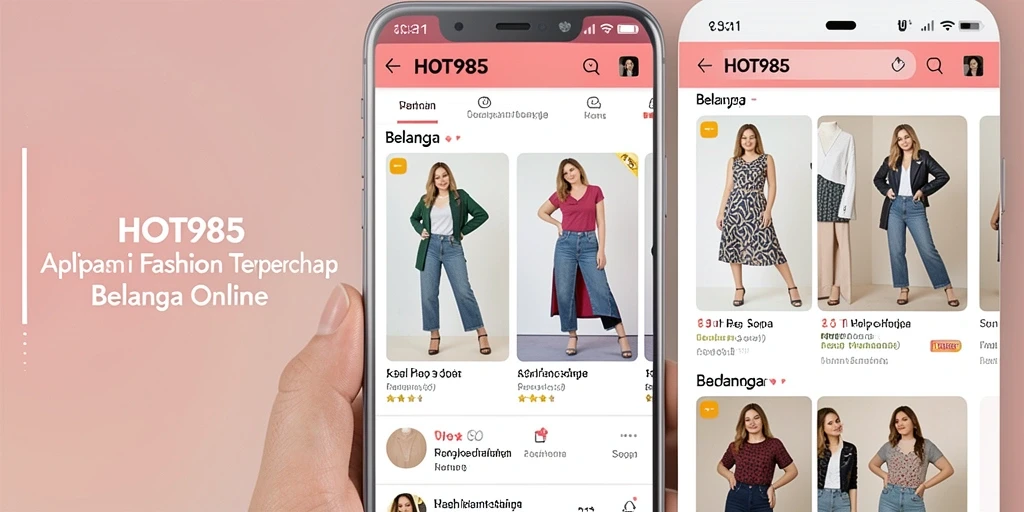 Antarmuka pengguna HOT985 yang menarik dan fungsional untuk belanja fashion.