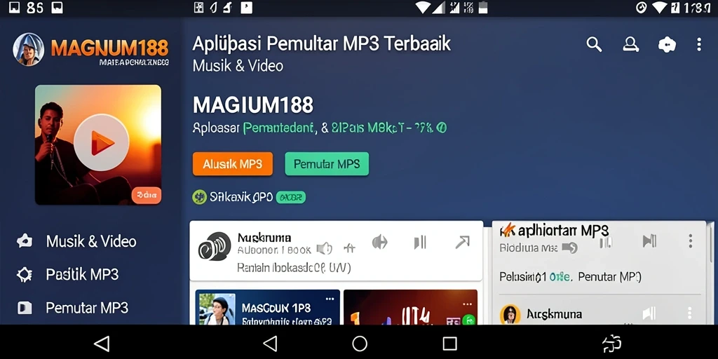 Tampilan antarmuka intuitif aplikasi Pemutar MP3 MAGNUM188.