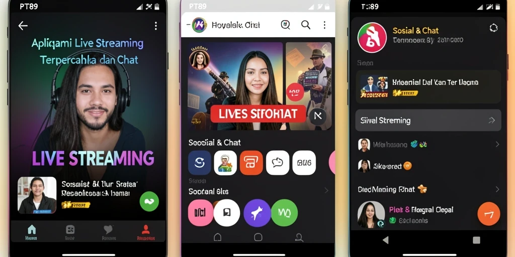 Antarmuka live streaming PT89 yang interaktif dan ramah pengguna.