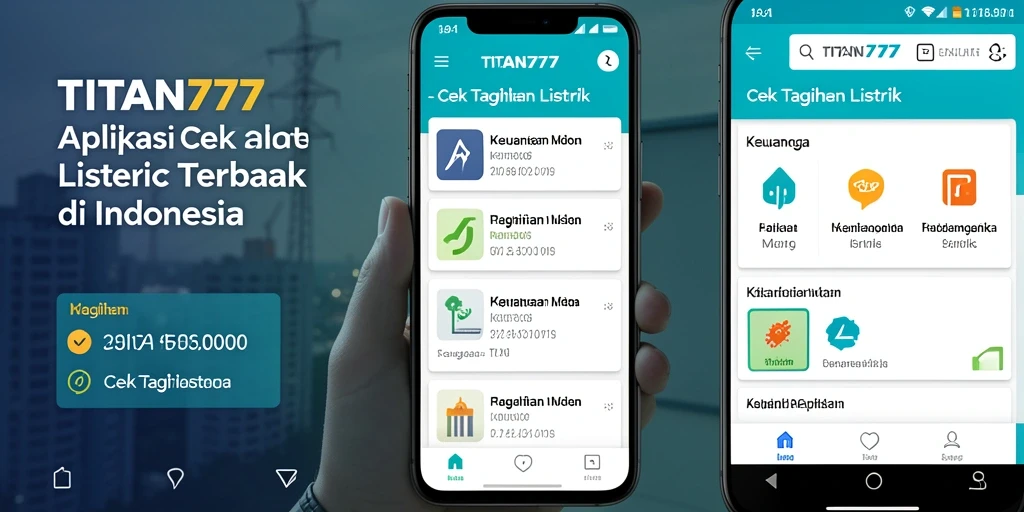 Tampilan antarmuka aplikasi TITAN777 untuk cek tagihan listrik.